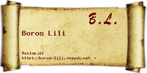 Boros Lili névjegykártya